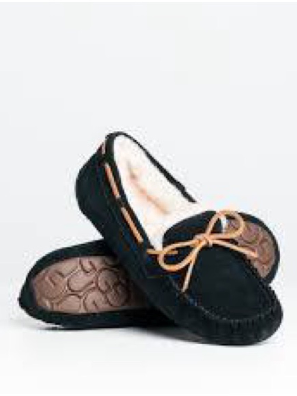 Women’s Black Ugg Dakota Slippers with Tan Bow